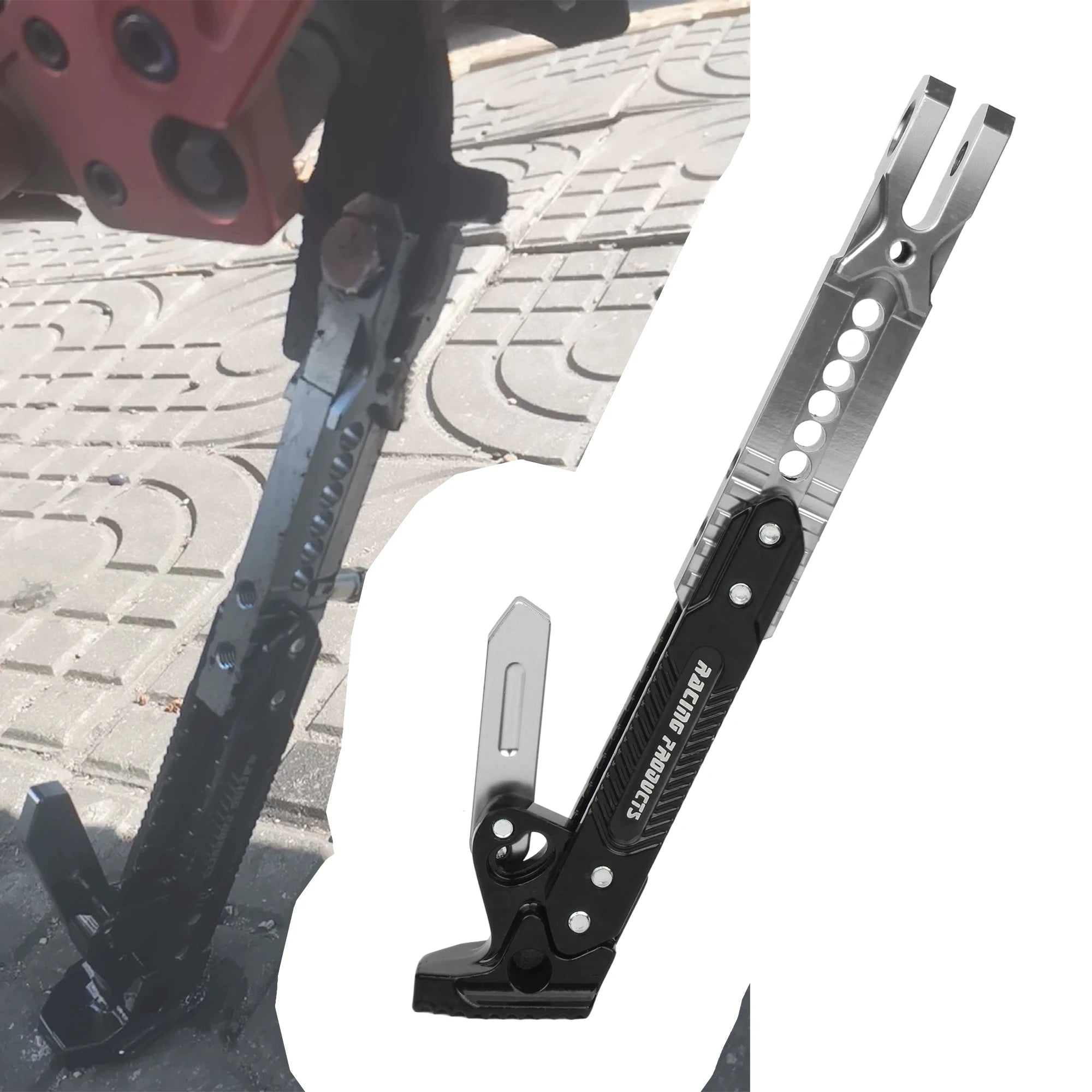 Universal Motorcycle Kickstand Telescopic Adjustable Metal Side Supports CNC Motorbike Scooters Parking Bracket Modified Parts