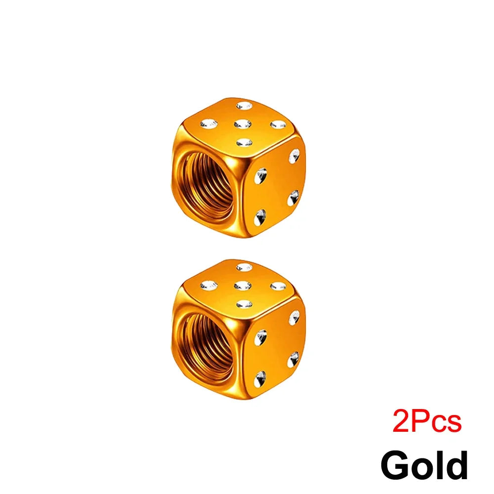 DSYCAR 2/8Pcs Aluminum Tire Valve Caps Dice Wheel Stem Tyre Tire Wheel Stem Air Valve Dust Cover for Car Truck Motocycle Bike