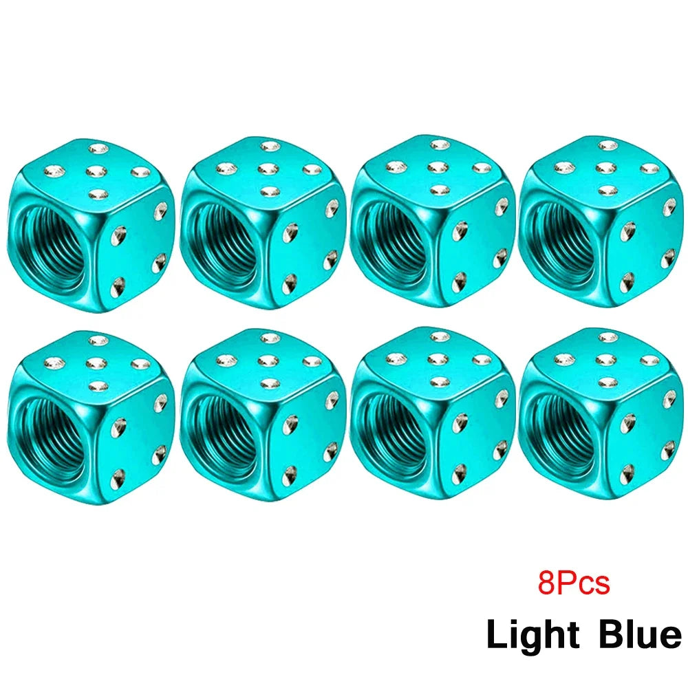 DSYCAR 2/8Pcs Aluminum Tire Valve Caps Dice Wheel Stem Tyre Tire Wheel Stem Air Valve Dust Cover for Car Truck Motocycle Bike