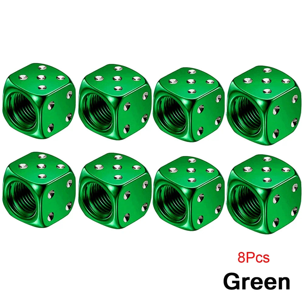 DSYCAR 2/8Pcs Aluminum Tire Valve Caps Dice Wheel Stem Tyre Tire Wheel Stem Air Valve Dust Cover for Car Truck Motocycle Bike