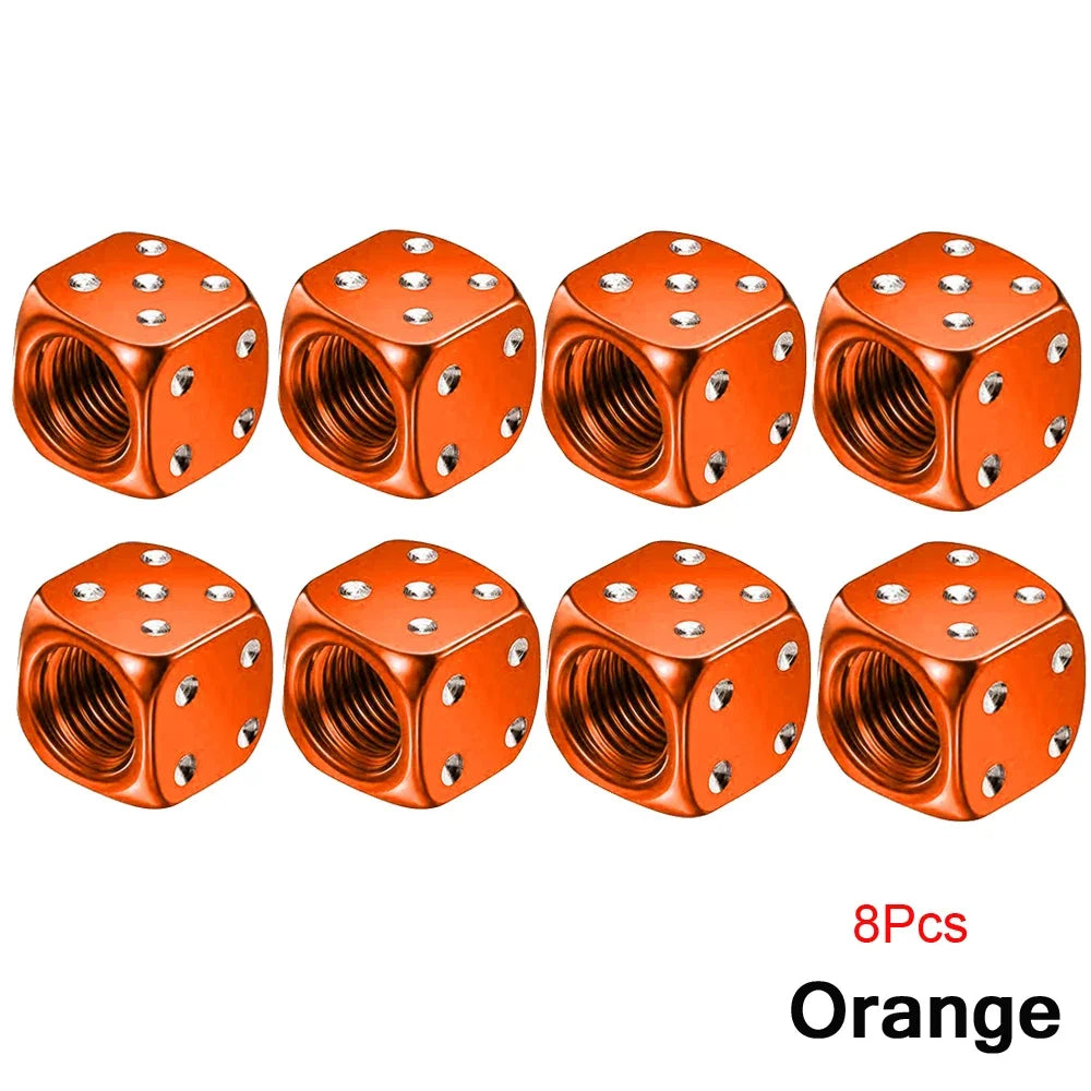 DSYCAR 2/8Pcs Aluminum Tire Valve Caps Dice Wheel Stem Tyre Tire Wheel Stem Air Valve Dust Cover for Car Truck Motocycle Bike