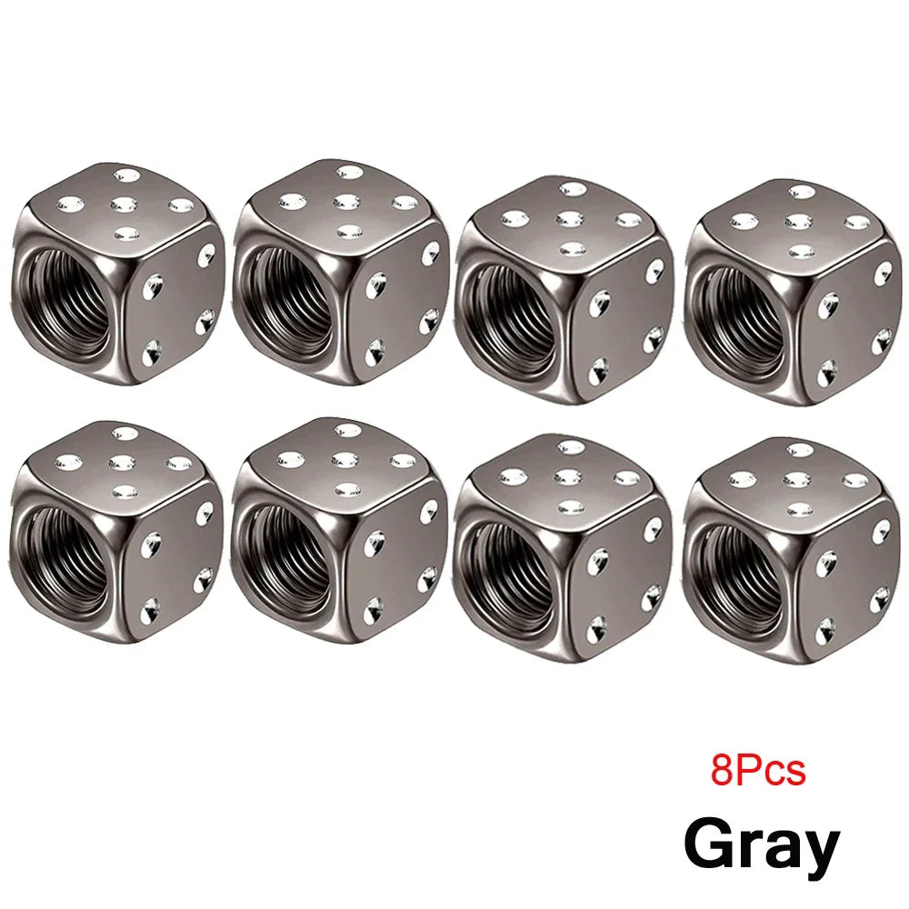 DSYCAR 2/8Pcs Aluminum Tire Valve Caps Dice Wheel Stem Tyre Tire Wheel Stem Air Valve Dust Cover for Car Truck Motocycle Bike