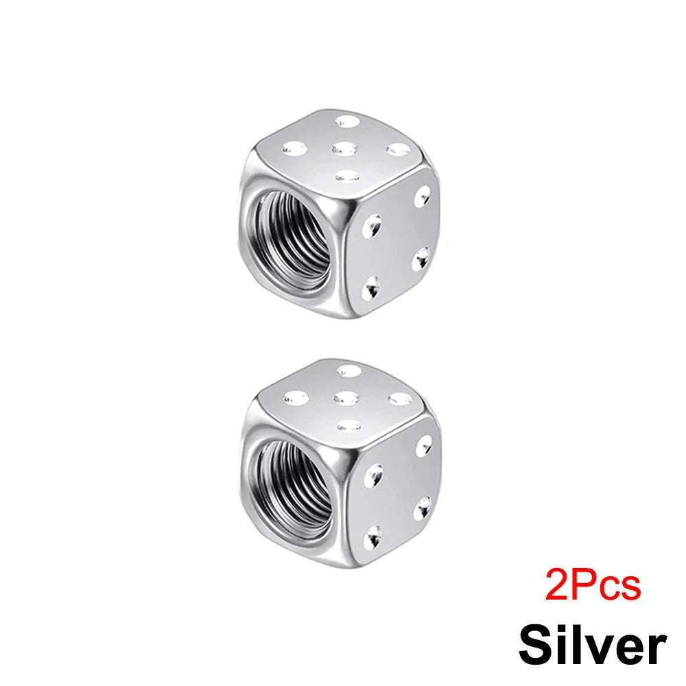 DSYCAR 2/8Pcs Aluminum Tire Valve Caps Dice Wheel Stem Tyre Tire Wheel Stem Air Valve Dust Cover for Car Truck Motocycle Bike