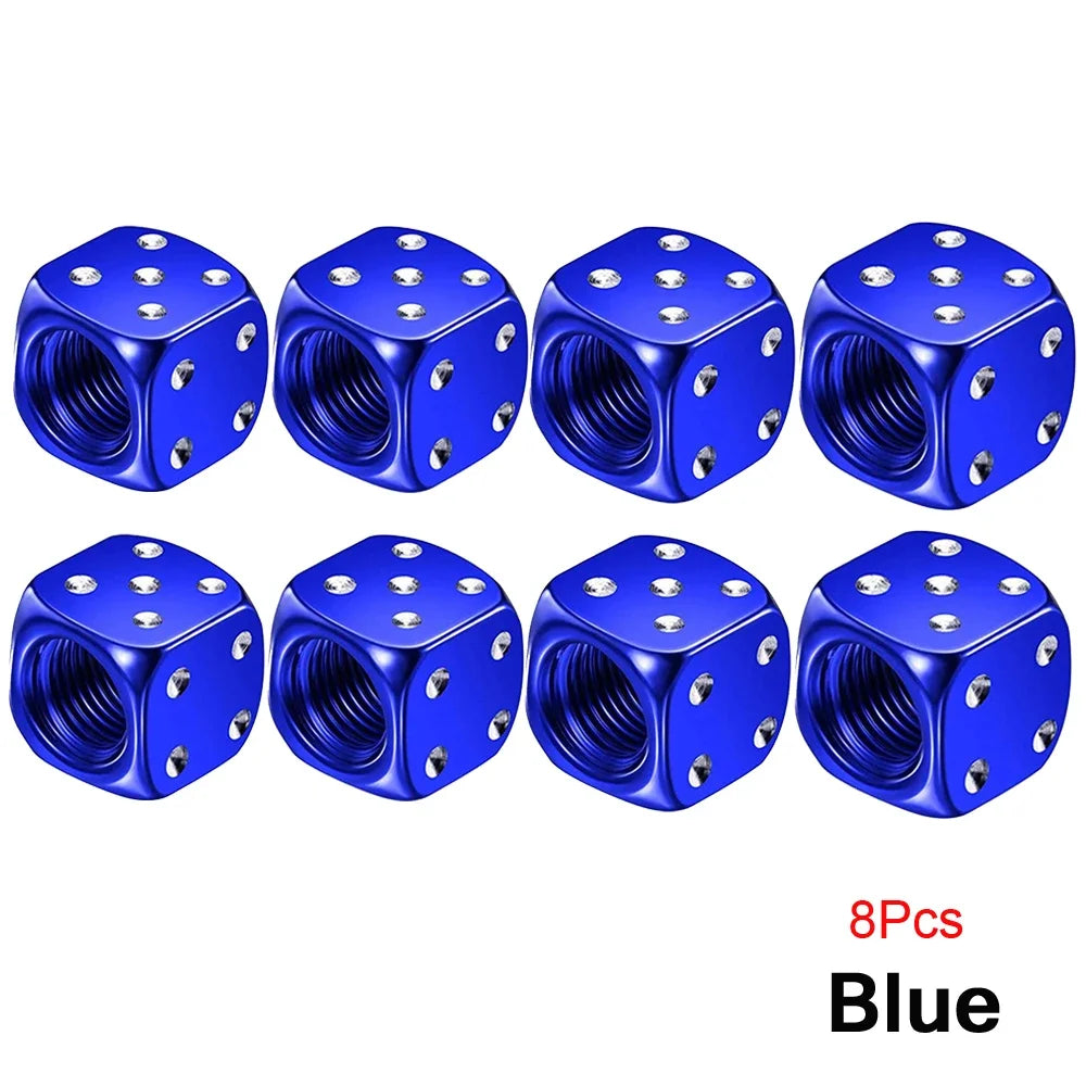 DSYCAR 2/8Pcs Aluminum Tire Valve Caps Dice Wheel Stem Tyre Tire Wheel Stem Air Valve Dust Cover for Car Truck Motocycle Bike