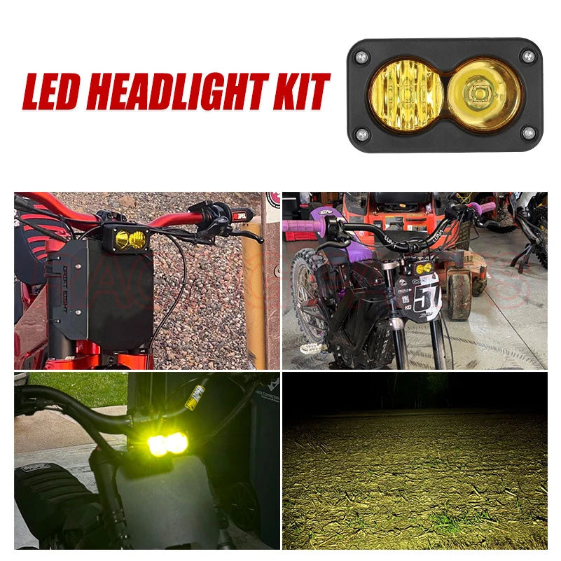 20W Headlight Switch White Spot Flood Led Pod Combo Kit Set For Sur Ron Sur-Ron SurRon Segway Talaria Plug N Play Waterproof