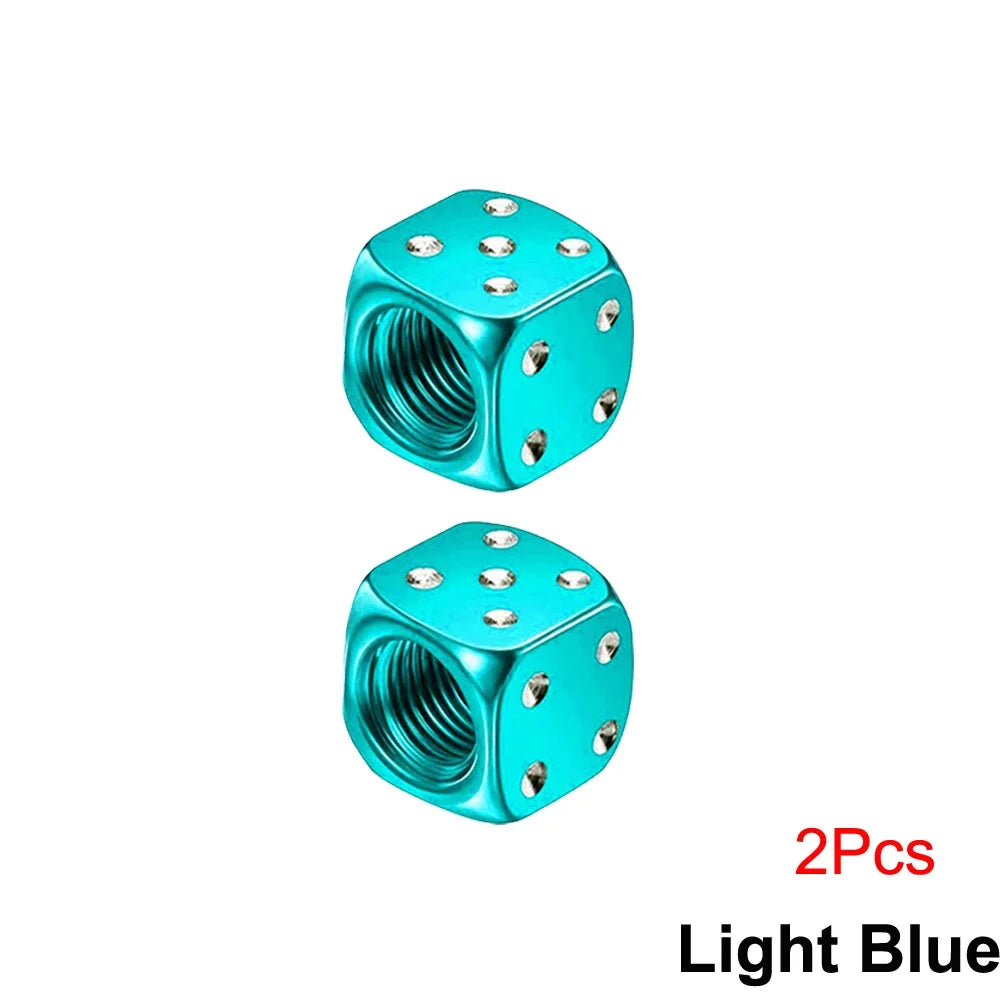 DSYCAR 2/8Pcs Aluminum Tire Valve Caps Dice Wheel Stem Tyre Tire Wheel Stem Air Valve Dust Cover for Car Truck Motocycle Bike