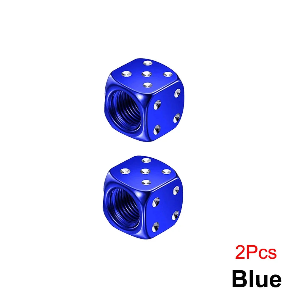 DSYCAR 2/8Pcs Aluminum Tire Valve Caps Dice Wheel Stem Tyre Tire Wheel Stem Air Valve Dust Cover for Car Truck Motocycle Bike