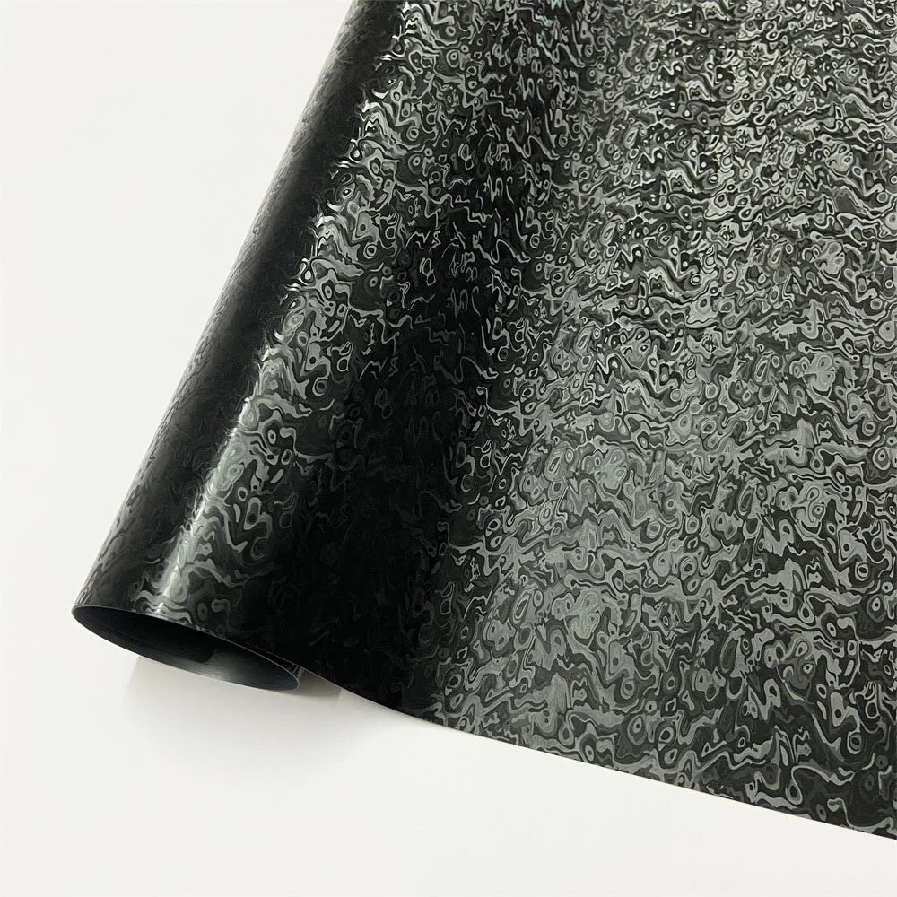 Black Forged Carbon Fiber Vinyl Wrap Cosmic Hex Carbon Car Wrapping Film For Interior & Exterior Vehicle Motorcycle