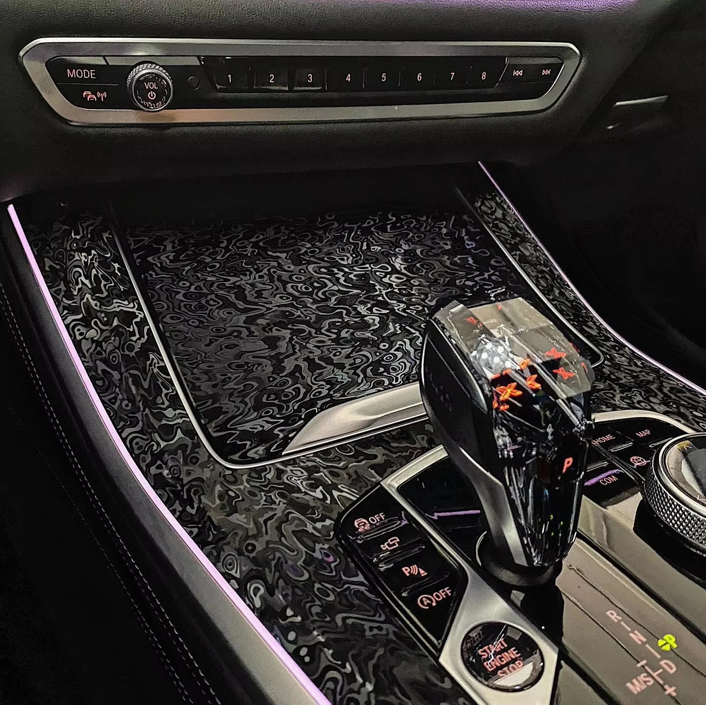 Black Forged Carbon Fiber Vinyl Wrap Cosmic Hex Carbon Car Wrapping Film For Interior & Exterior Vehicle Motorcycle