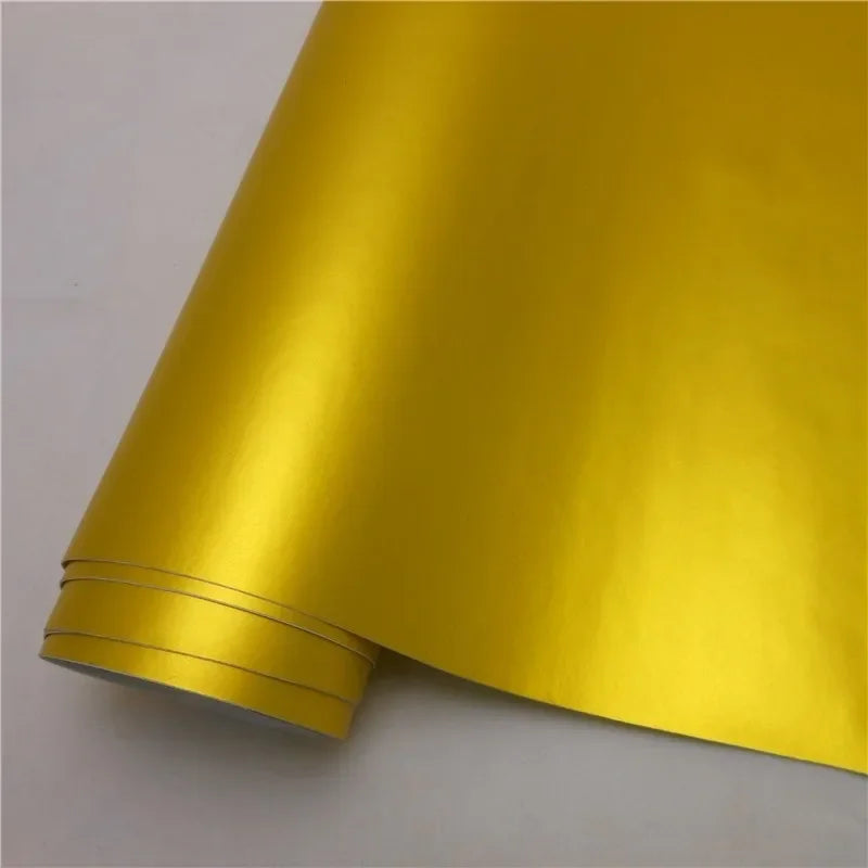 11 Colors Red Blue Gold Green Purple Matte Satin Chrome Vinyl Wrap Film Sticker Decal Bubble Free Car Wrapping Film