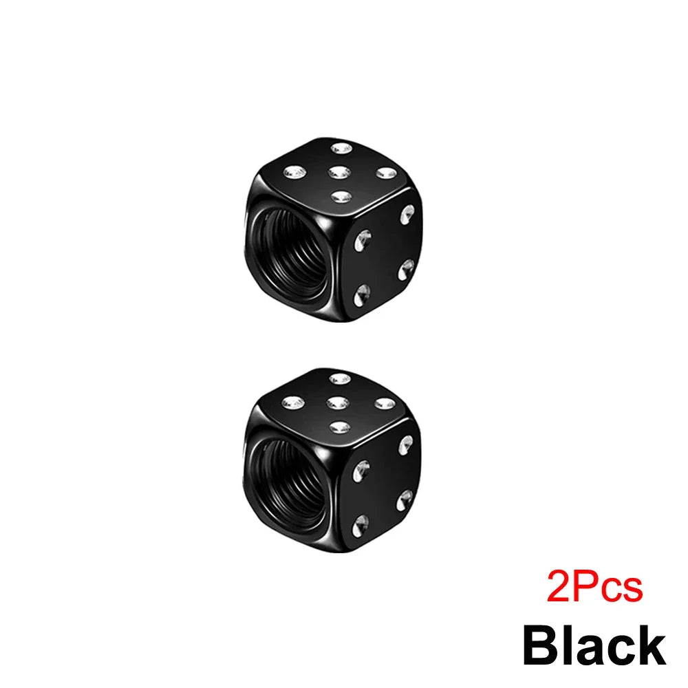 DSYCAR 2/8Pcs Aluminum Tire Valve Caps Dice Wheel Stem Tyre Tire Wheel Stem Air Valve Dust Cover for Car Truck Motocycle Bike
