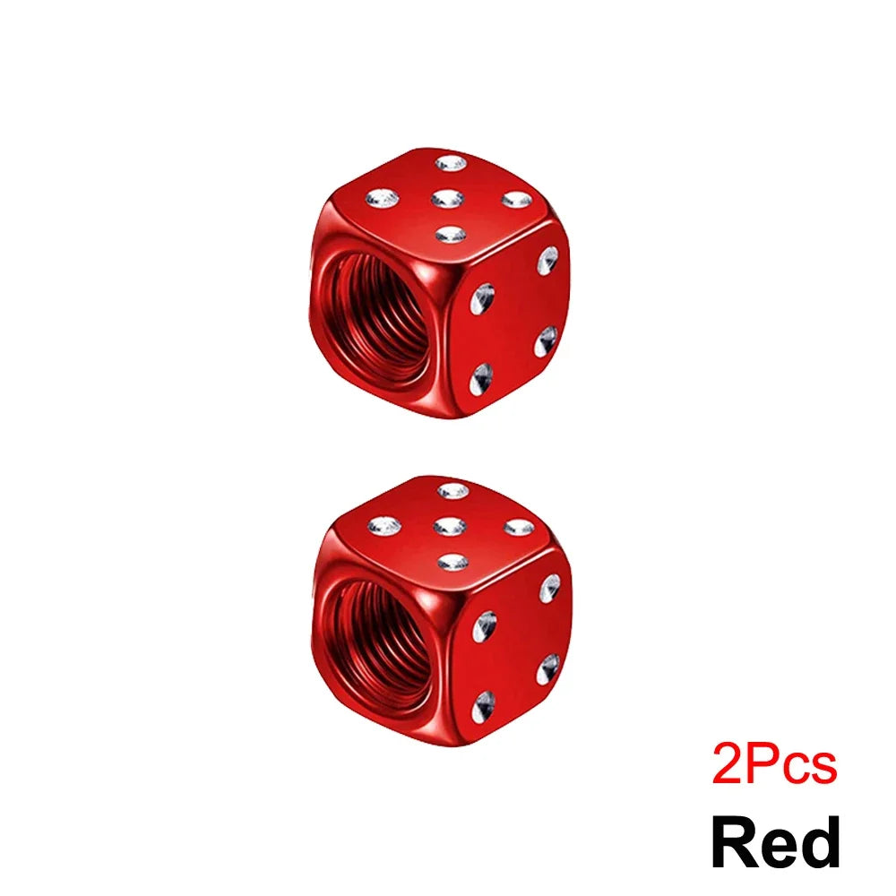 DSYCAR 2/8Pcs Aluminum Tire Valve Caps Dice Wheel Stem Tyre Tire Wheel Stem Air Valve Dust Cover for Car Truck Motocycle Bike