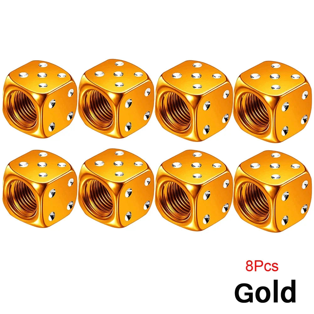 DSYCAR 2/8Pcs Aluminum Tire Valve Caps Dice Wheel Stem Tyre Tire Wheel Stem Air Valve Dust Cover for Car Truck Motocycle Bike