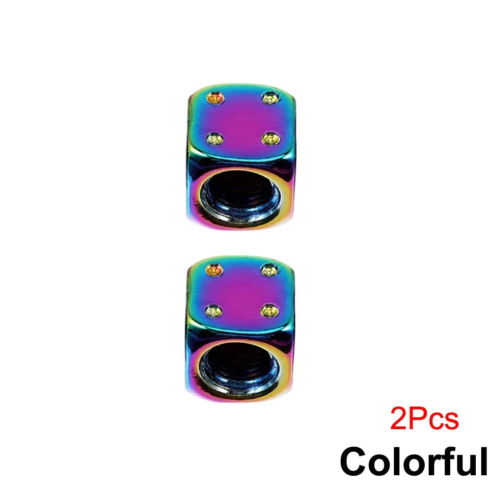 DSYCAR 2/8Pcs Aluminum Tire Valve Caps Dice Wheel Stem Tyre Tire Wheel Stem Air Valve Dust Cover for Car Truck Motocycle Bike