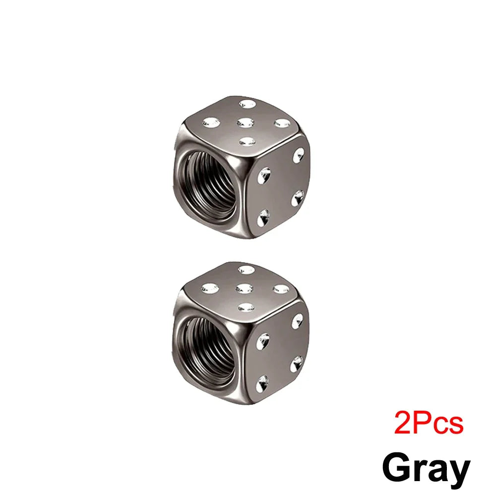 DSYCAR 2/8Pcs Aluminum Tire Valve Caps Dice Wheel Stem Tyre Tire Wheel Stem Air Valve Dust Cover for Car Truck Motocycle Bike