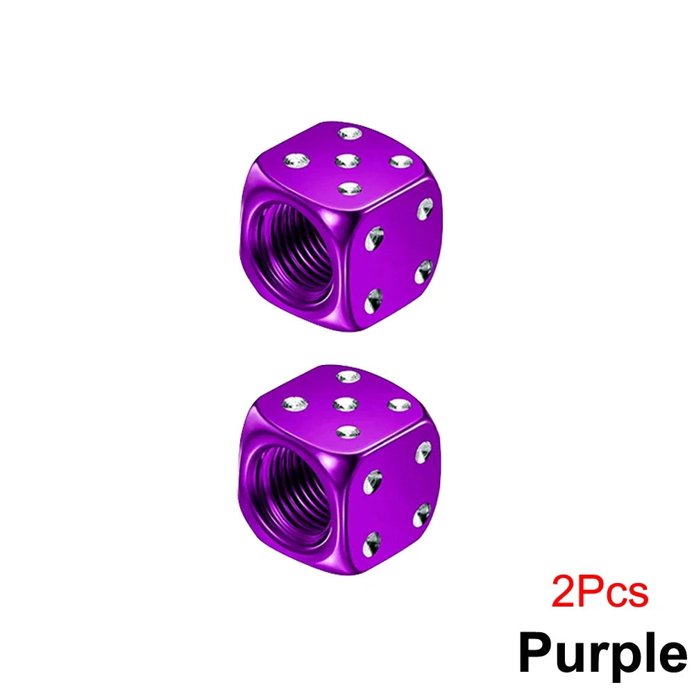 DSYCAR 2/8Pcs Aluminum Tire Valve Caps Dice Wheel Stem Tyre Tire Wheel Stem Air Valve Dust Cover for Car Truck Motocycle Bike