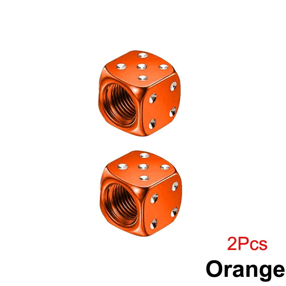 DSYCAR 2/8Pcs Aluminum Tire Valve Caps Dice Wheel Stem Tyre Tire Wheel Stem Air Valve Dust Cover for Car Truck Motocycle Bike
