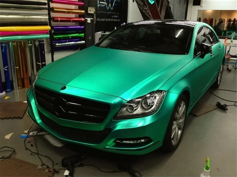 11 Colors Red Blue Gold Green Purple Matte Satin Chrome Vinyl Wrap Film Sticker Decal Bubble Free Car Wrapping Film