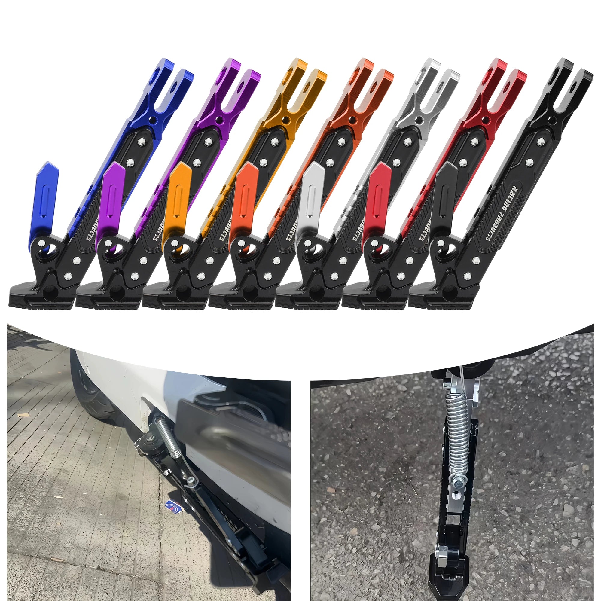 Universal Motorcycle Kickstand Telescopic Adjustable Metal Side Supports CNC Motorbike Scooters Parking Bracket Modified Parts